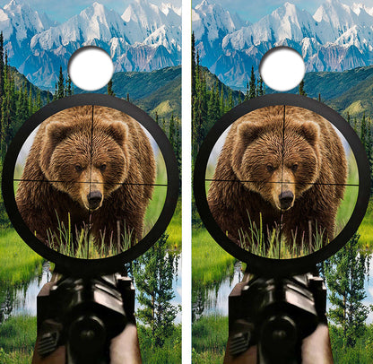 Hunting Grizzlies Cornhole Design