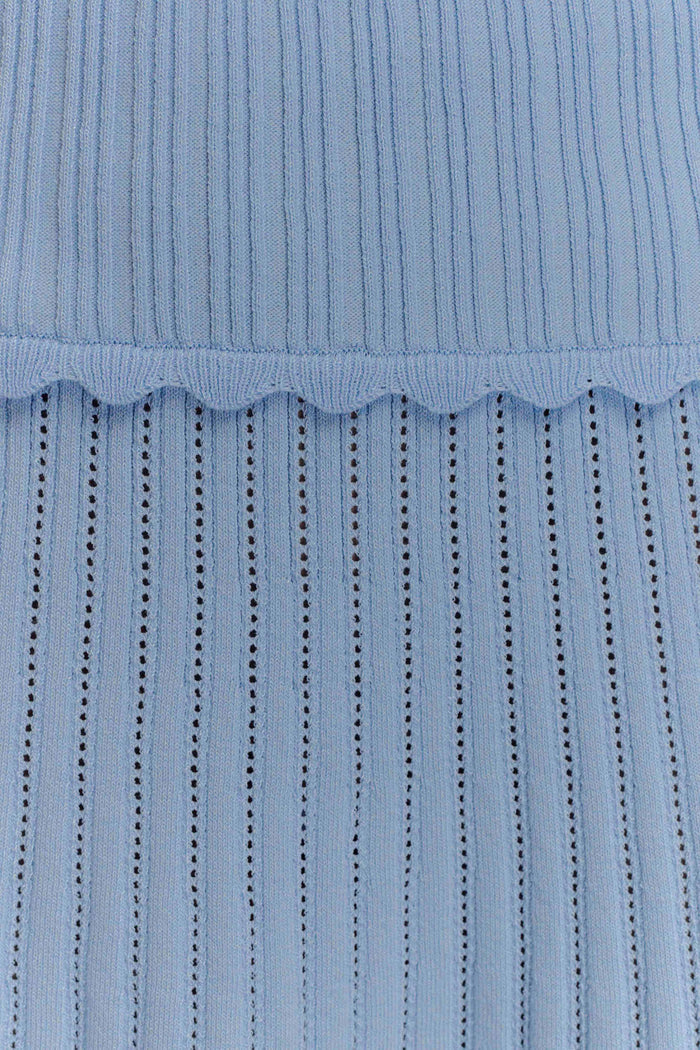 Indy Pointelle Knit Mini Skirt - Cornflower Blue