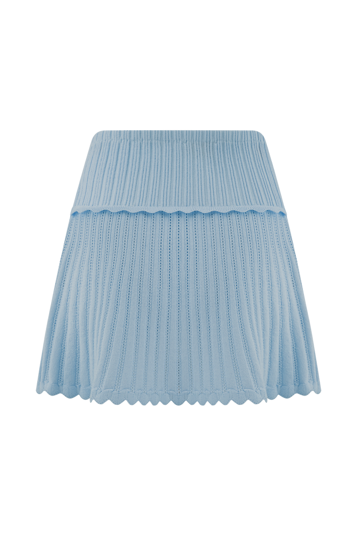 Indy Pointelle Knit Mini Skirt - Cornflower Blue
