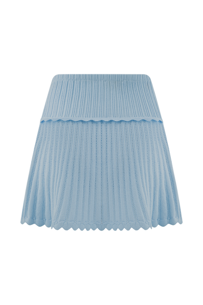 Indy Pointelle Knit Mini Skirt - Cornflower Blue