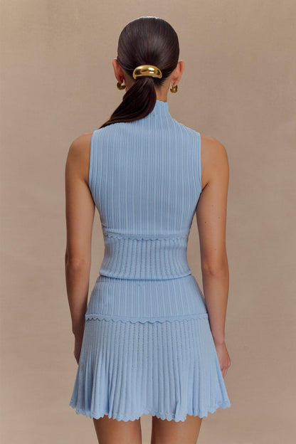 Indy Pointelle Knit Top - Cornflower Blue