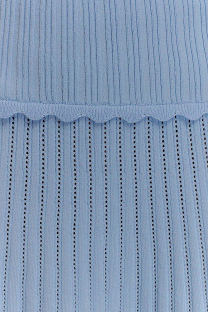 Indy Pointelle Knit Top - Cornflower Blue