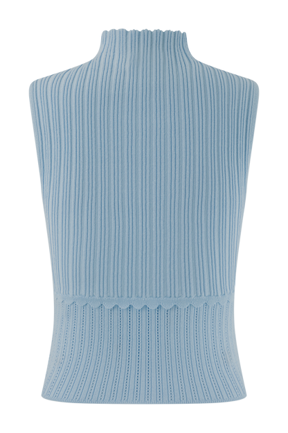 Indy Pointelle Knit Top - Cornflower Blue
