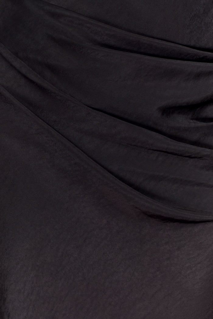 Iris Long Sleeve Satin Maxi Dress - Black