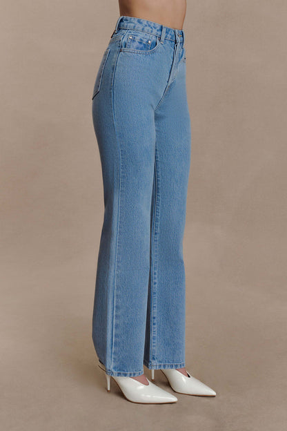 Janine High Waisted Straight Leg Jeans - Classic Blue
