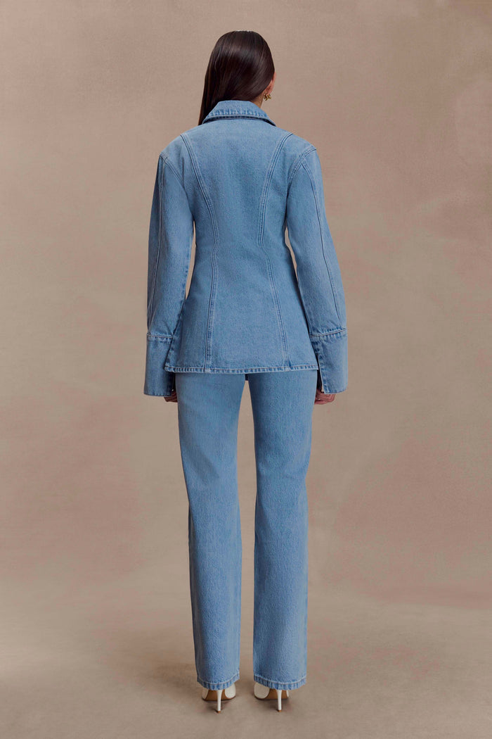 Jericho Asymmetrical Denim Shirt - Classic Blue