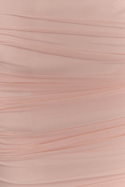 Jianna Strapless Mesh Mini Dress - Powder Pink
