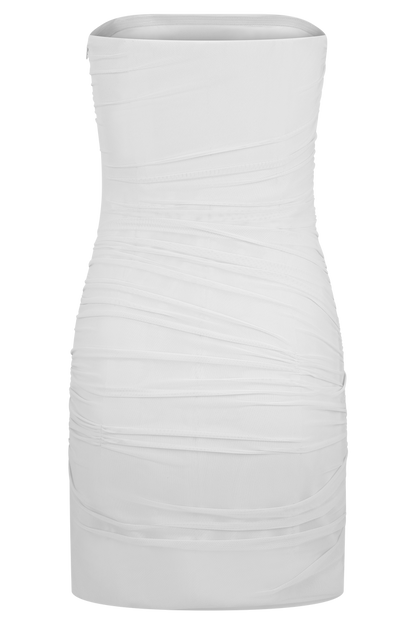 Jianna Strapless Mesh Mini Dress - White