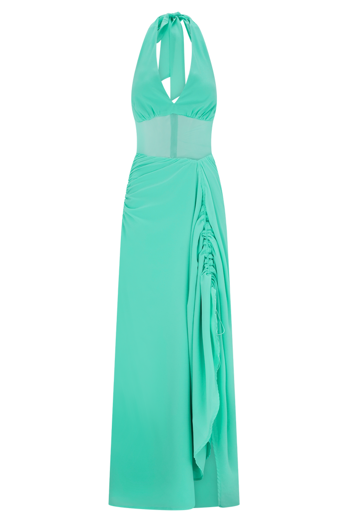 Jonna Chiffon And Mesh Maxi Dress - Lagoon