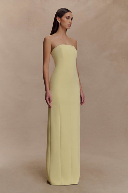Kalila Strapless Crepe Maxi Dress - Lemon