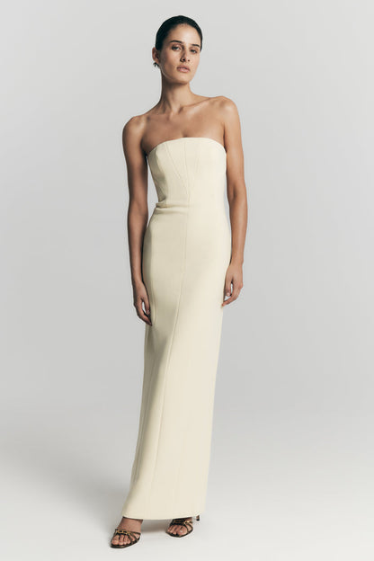 Kalila Strapless Crepe Maxi Dress - Lemon