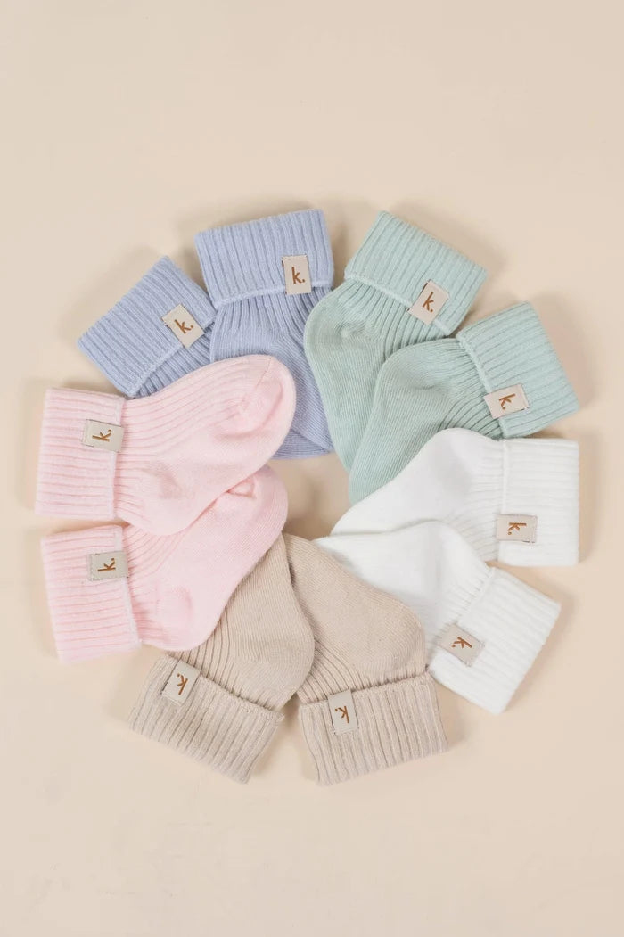 Kiin Cotton Ribbed Baby Socks - Oat