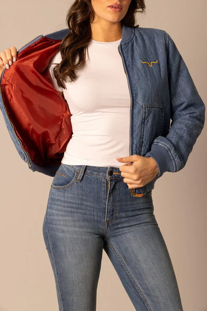 Kimes Ranch Women's Marinos Bomber Jacket in Light Denim