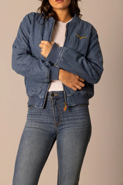 Kimes Ranch Women's Marinos Bomber Jacket in Light Denim