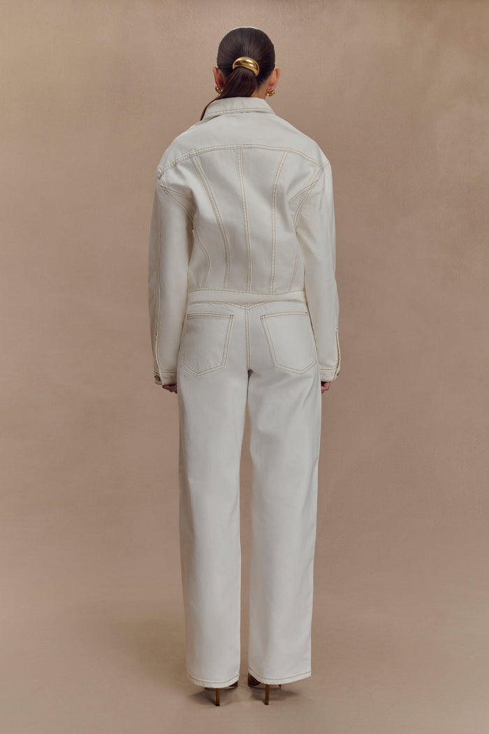 Kirra Cinched Denim Jacket - White
