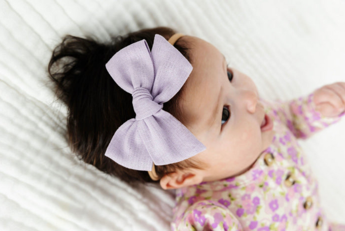 Linen Bow - Lavender Headband- Small
