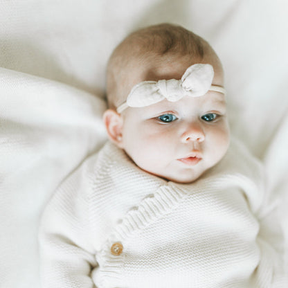 Linen Petite Bow-Ivory