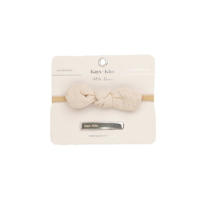 Linen Petite Bow-Ivory