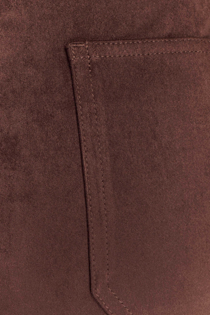 Logan Faux Suede Pants - Dark Chocolate