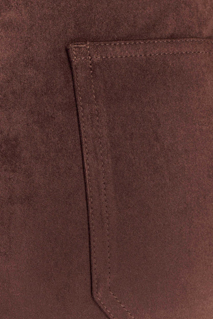 Logan Faux Suede Pants - Dark Chocolate