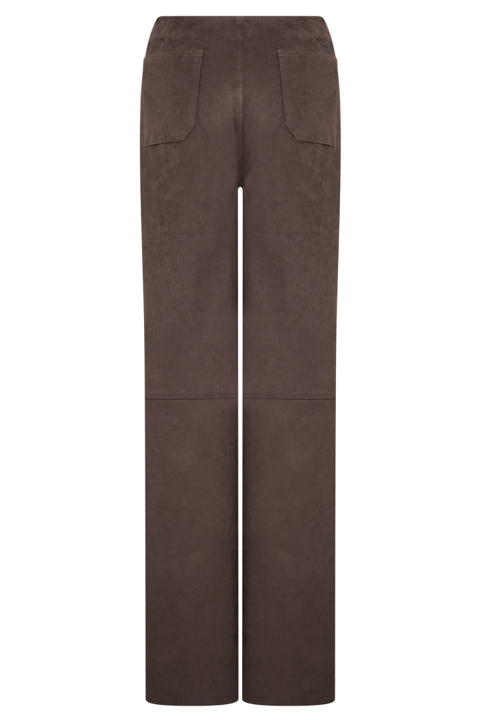 Logan Faux Suede Pants - Dark Chocolate