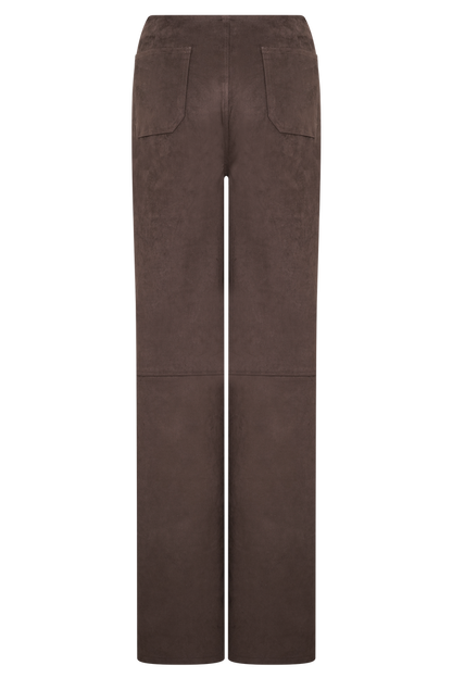 Logan Faux Suede Pants - Dark Chocolate