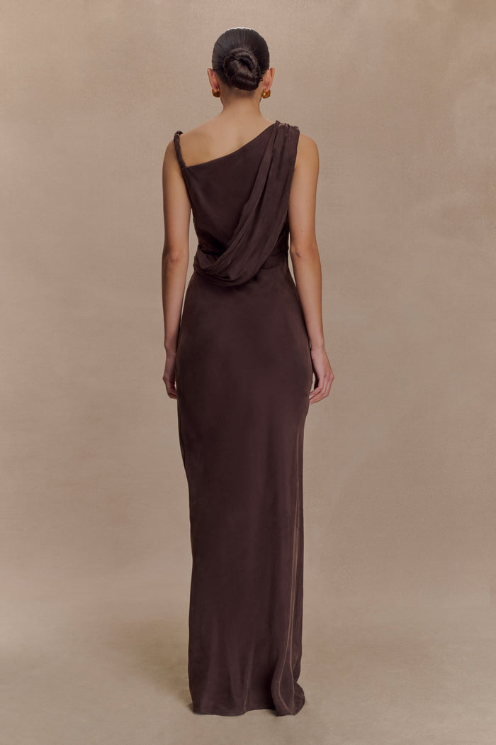 Lorieanne Draped Maxi Dress - Dark Chocolate