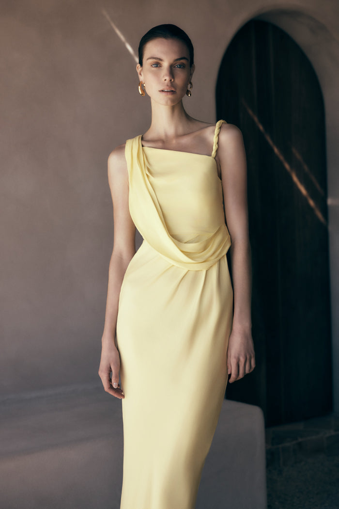 Lorieanne Draped Maxi Dress - Lemon