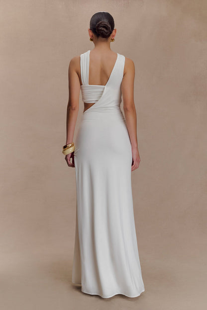 Lottie Slinky Maxi Dress With Split - White