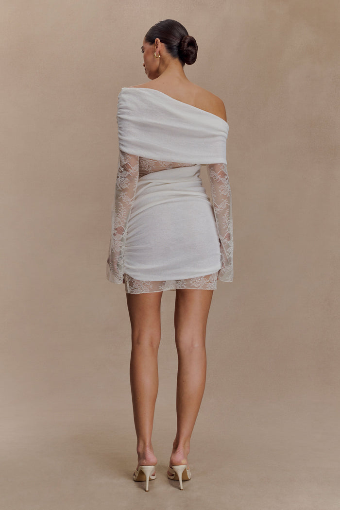 Luxie Lace Knit Mini Dress - Ivory