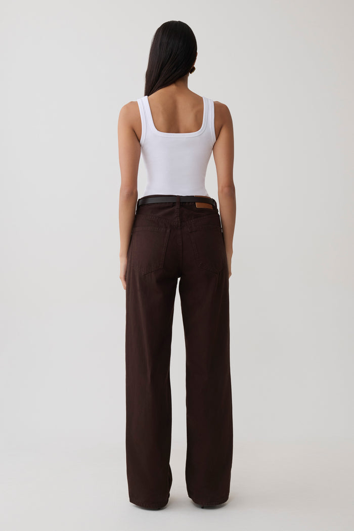 Mannon Mid Rise Denim Jeans - Chocolate