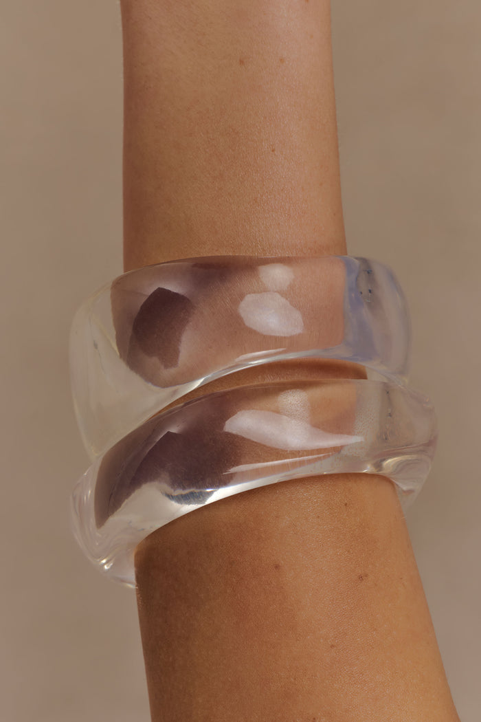 Marah Resin Bangle Set - Clear