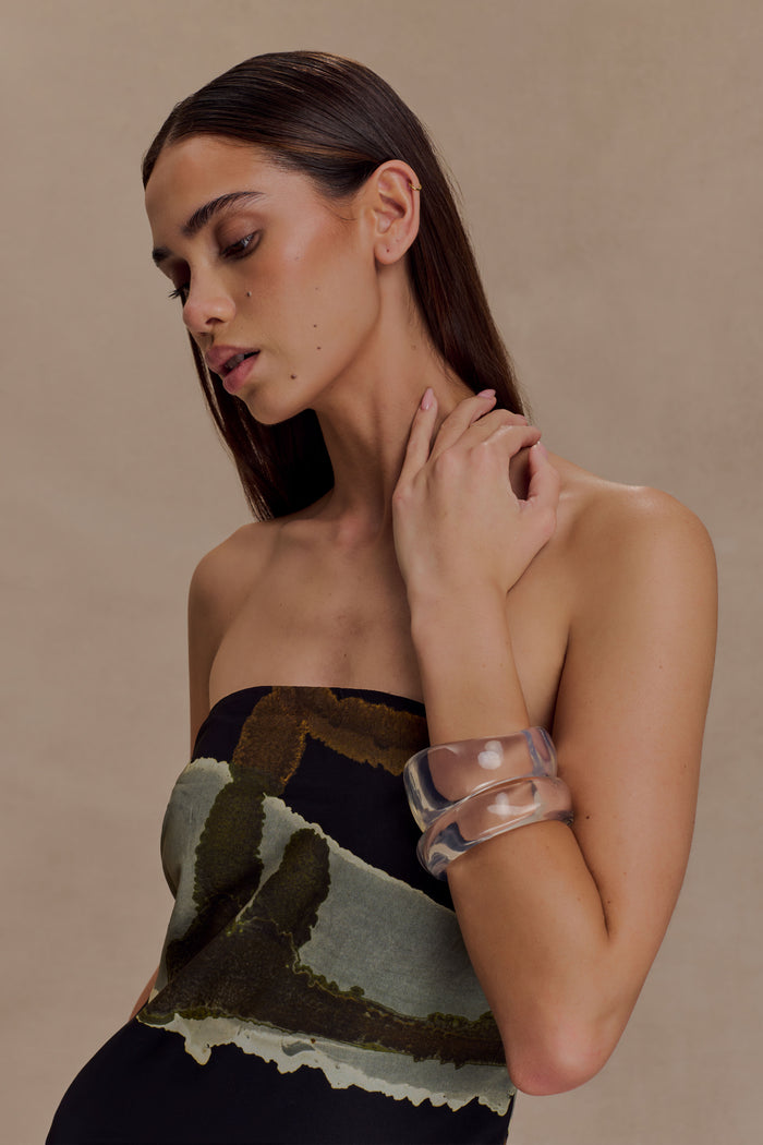 Marah Resin Bangle Set - Clear
