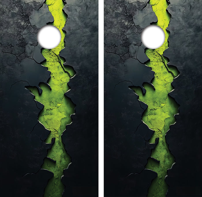 Marble and Green Lava Cornhole Design