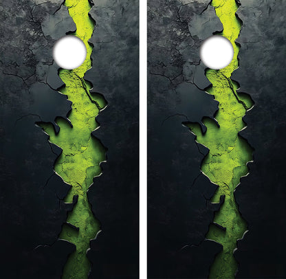 Marble and Green Lava Cornhole Design