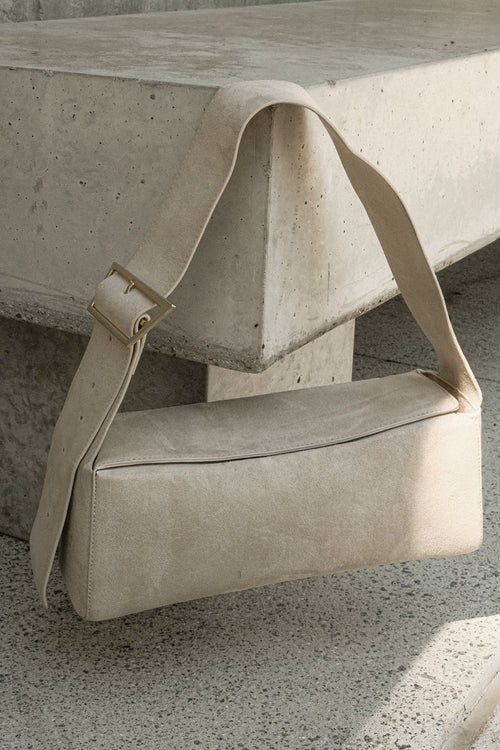 Maria Faux Suede Shoulder Bag - Stone