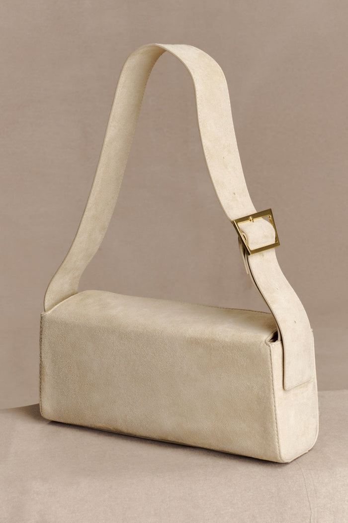 Maria Faux Suede Shoulder Bag - Stone