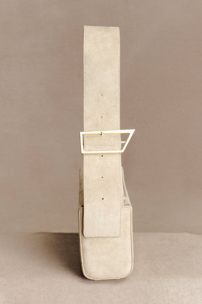 Maria Faux Suede Shoulder Bag - Stone