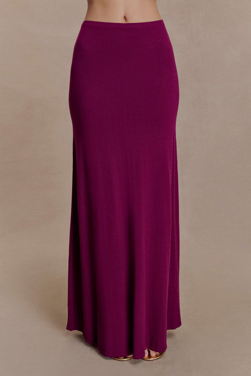 Martiena Knit Maxi Skirt - Plum