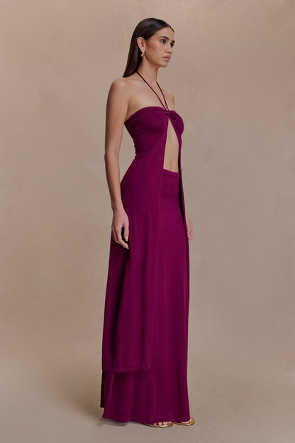 Martiena Knit Maxi Skirt - Plum