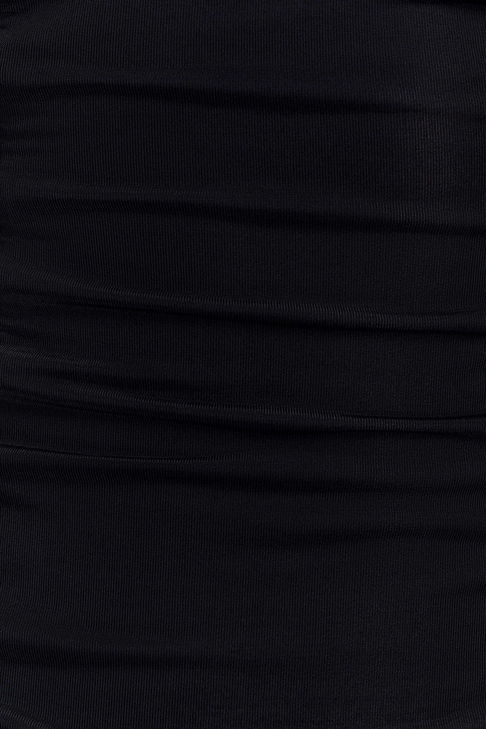 Mattea Slinky And Mesh Maxi Dress With Scarf - Black