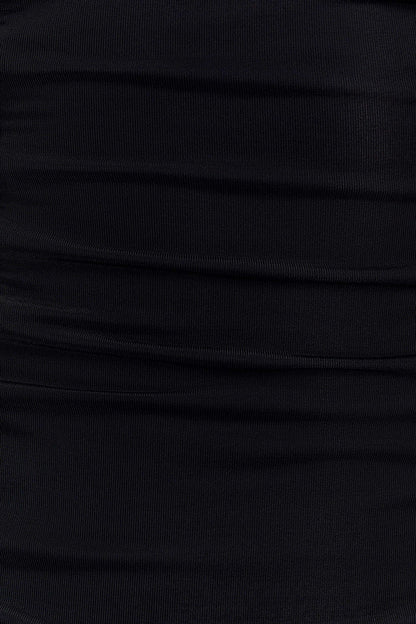 Mattea Slinky And Mesh Maxi Dress With Scarf - Black