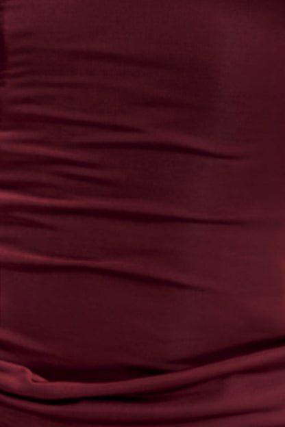 Mattea Slinky And Mesh Maxi Dress With Scarf - Burgundy