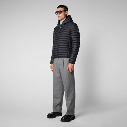 Men's Donald Hooded Puffer Jacket In Black