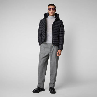 Men's Donald Hooded Puffer Jacket In Black