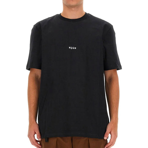Men's Msgm Brush Stroke Micrologo Print Black