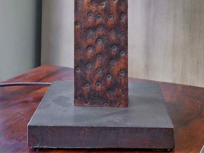 Metal Square Column Table Lamp with Hair-on-Hide Shade
