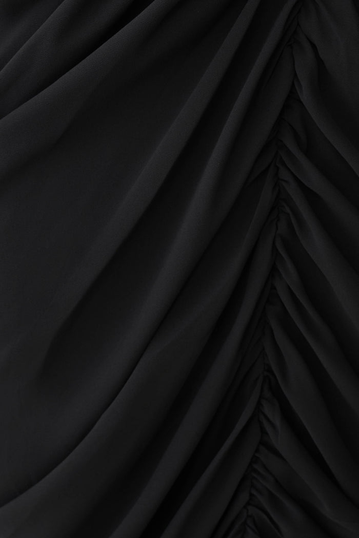 Micaela Chiffon Gathered Maxi Dress - Black