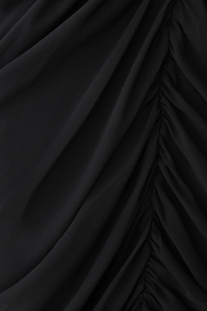 Micaela Chiffon Gathered Maxi Dress - Black