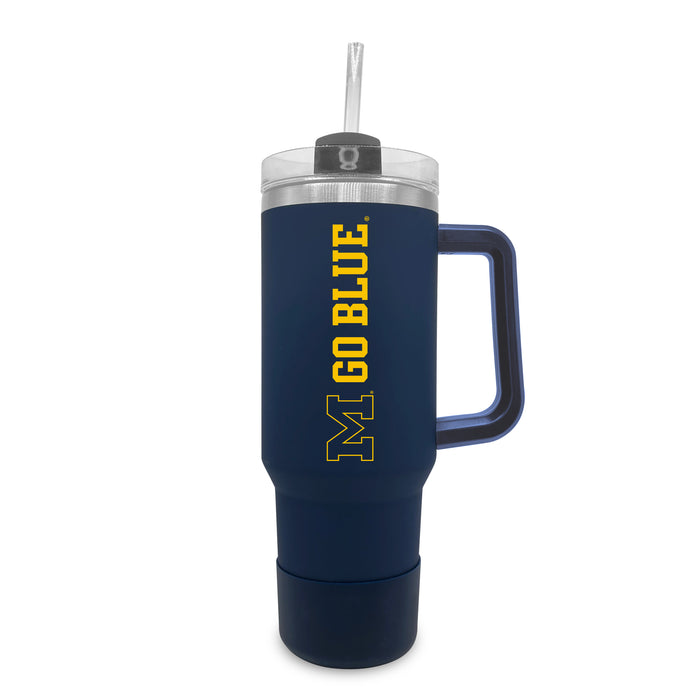 Michigan Wolverines 40oz Stainless Tumbler w/Removable Straw